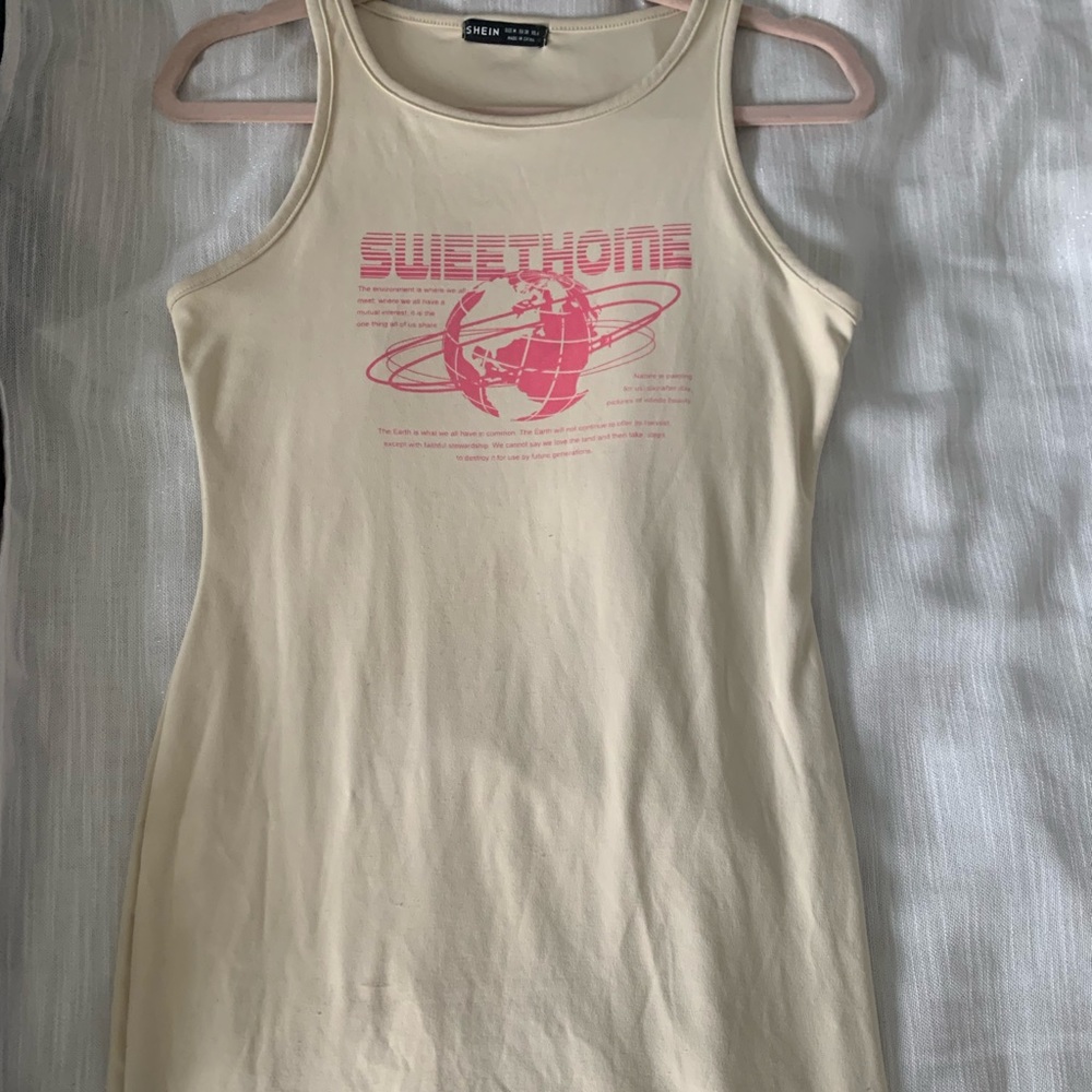 Tan graphic (pink) dress